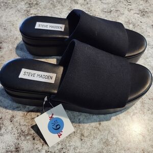 NWT Steve Madden Y2K Vintage Slinky Black Chunky Platform Sandals Slide 6(1/2)